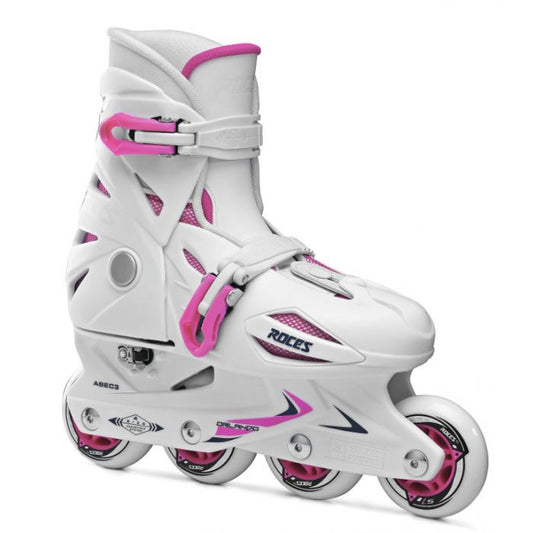 Orlando III Kids' Adjustable Rollerblades by Roces - White and Pink