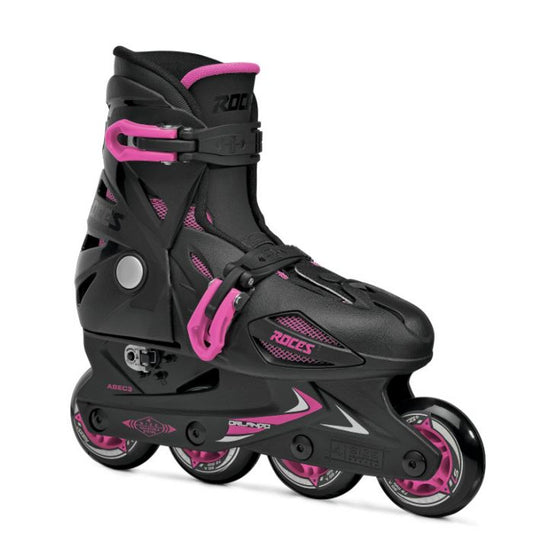 Orlando III Kids' Adjustable Rollerblades by Roces - Black and Pink